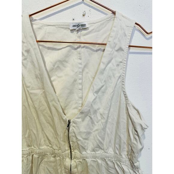 AREA STARS White Cotton Waist Cinching Sleeveless Jean A-Line Dress Size Medium - Picture 6 of 10